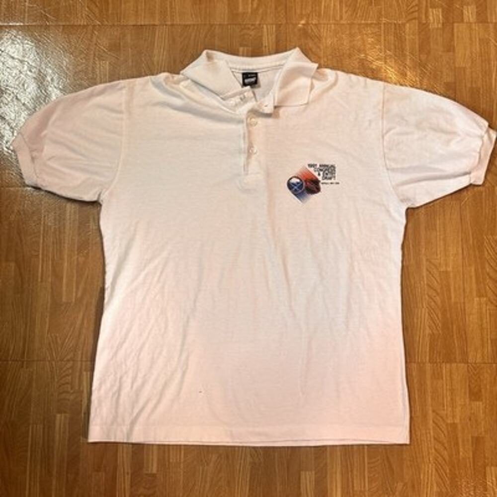 Vintage 1991 NHL Entry Draft Buffalo Sabres Polo Shirt Large Screen Stars USA